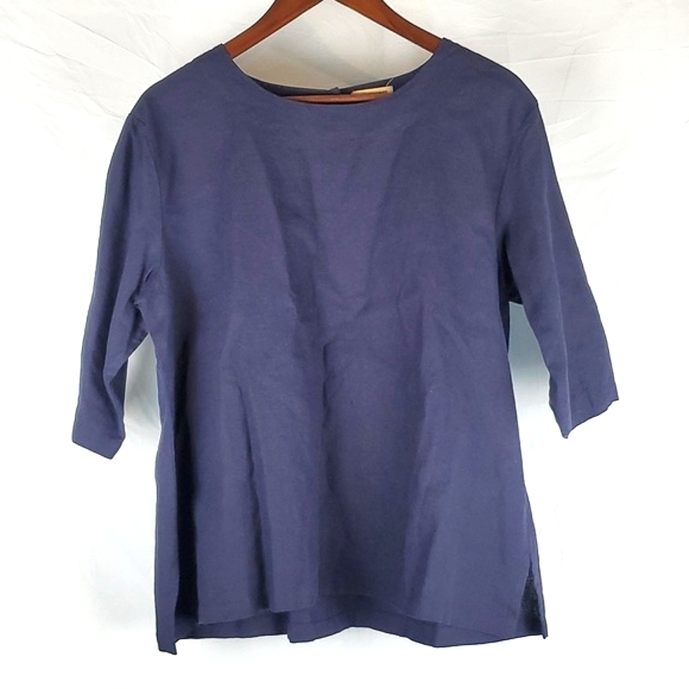 Windhorse Navy‎ Blue Cotton Lagenlook Top